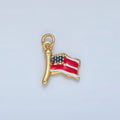 24K Gold Filled 12.5mm United States of America USA Flag Charm in Gold & Silver | N770