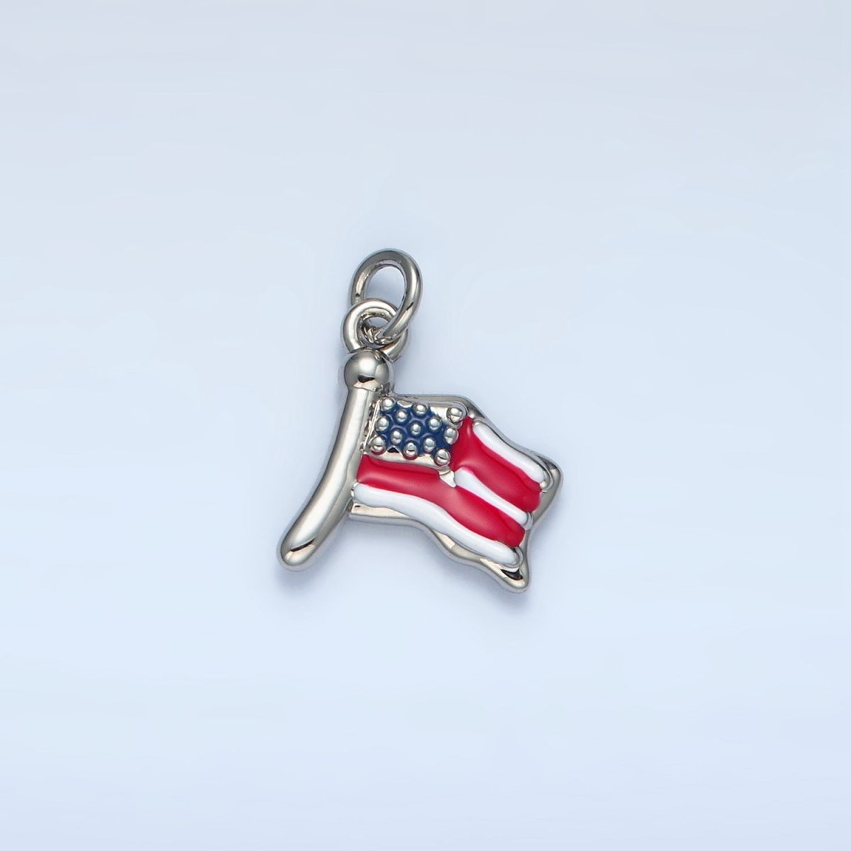 24K Gold Filled 12.5mm United States of America USA Flag Charm in Gold & Silver | N770