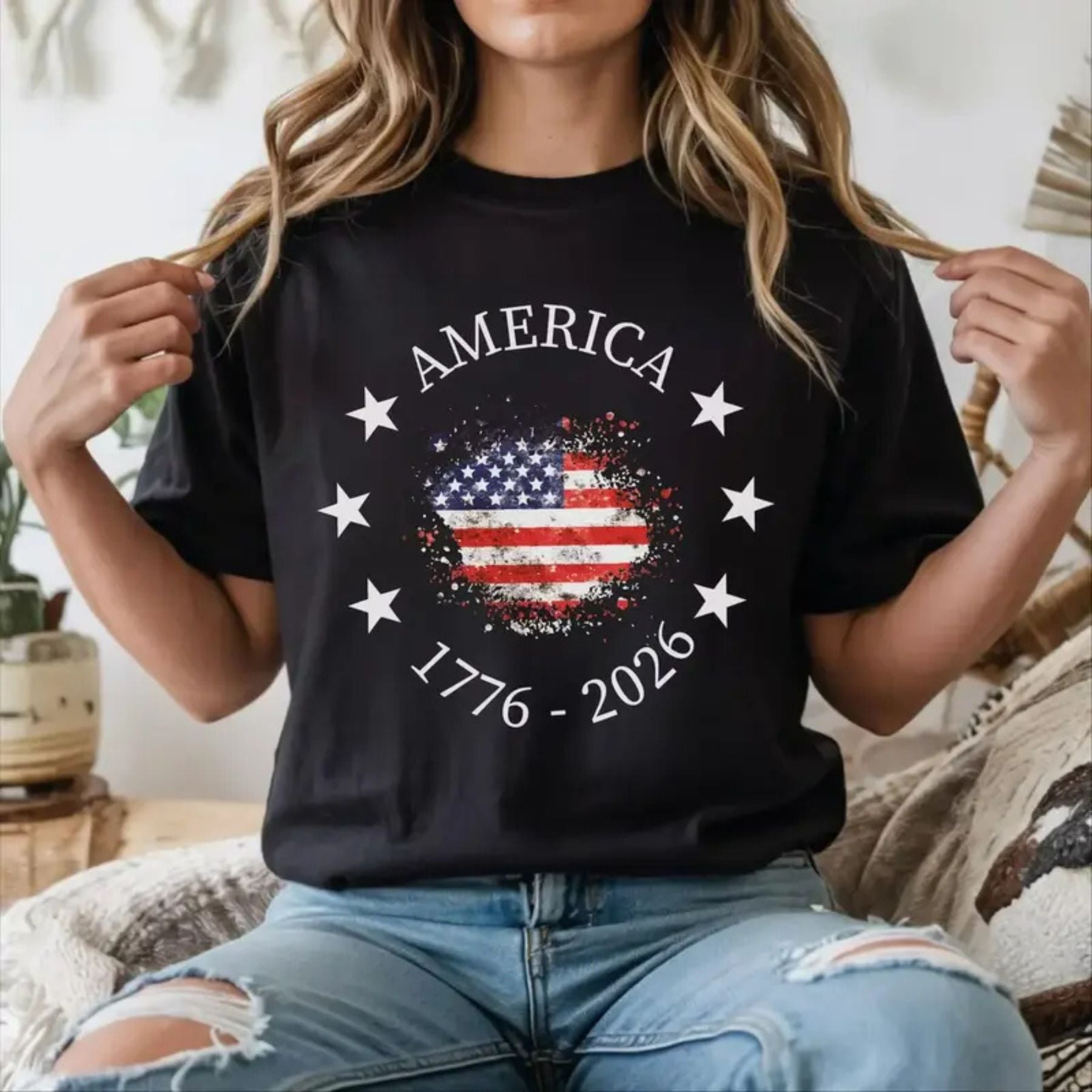 America 250th Anniversary 1776 T-Shirt – Vintage USA Flag Patriotic Graphic Tee