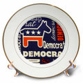 3dRose Florene Patriotic - Red White Blue Democrat - Plates (cp_39083)