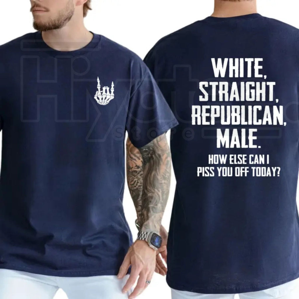 "White Straight Republican Male" – Bold Political Men’s Graphic Top