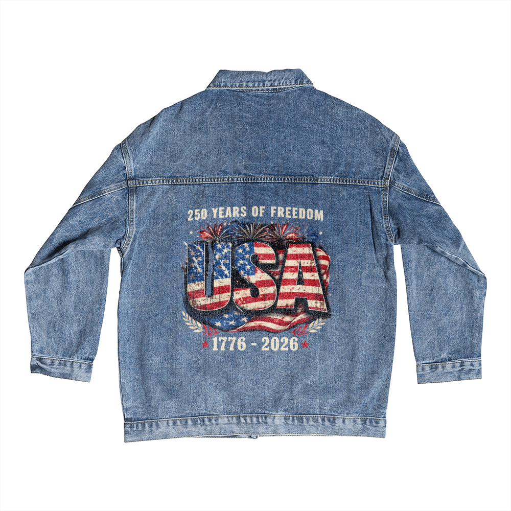 250 Years of Freedom USA Men's Blue Denim Jacket