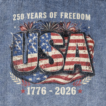 250 Years of Freedom USA Men's Blue Denim Jacket