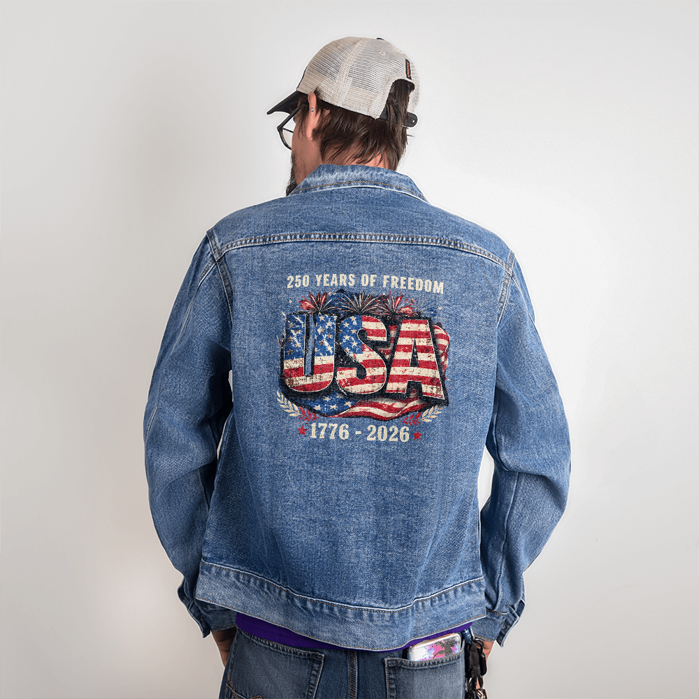 250 Years of Freedom USA Men's Blue Denim Jacket