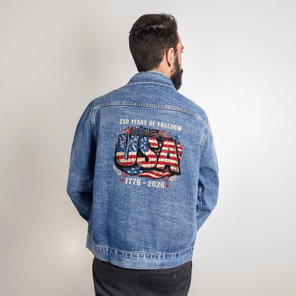 250 Years of Freedom USA Men's Blue Denim Jacket