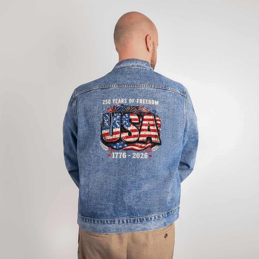 250 Years of Freedom USA Men's Blue Denim Jacket
