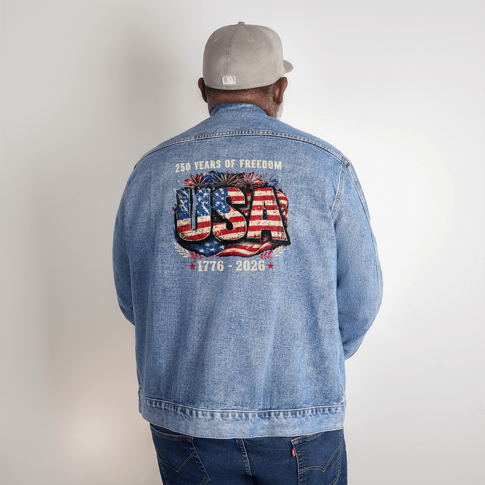 250 Years of Freedom USA Men's Blue Denim Jacket
